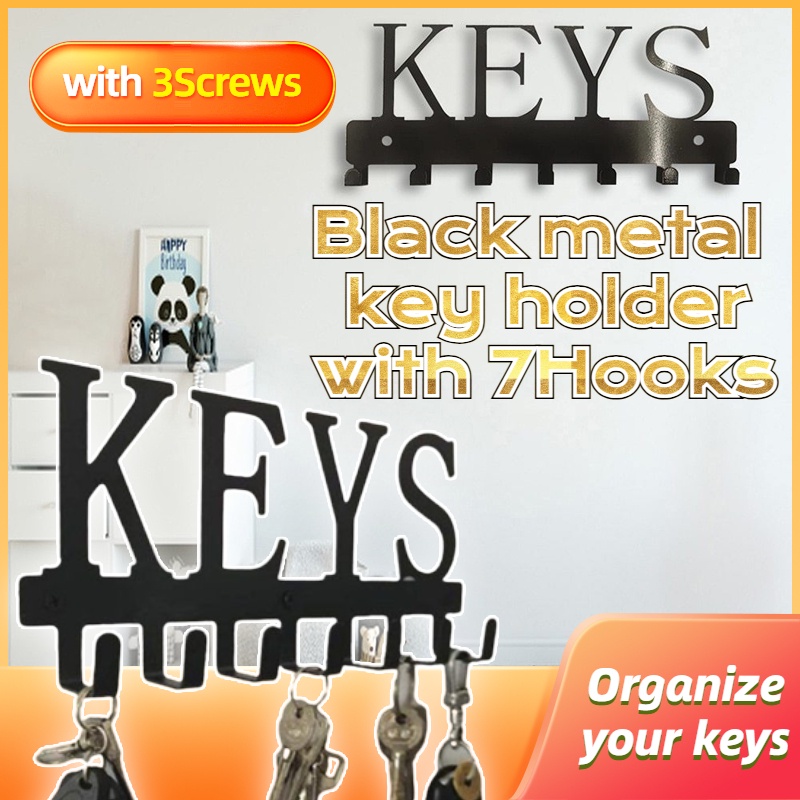 Sweet Home Decors Black Metal Key Holder Front Door Organizer Wall ...