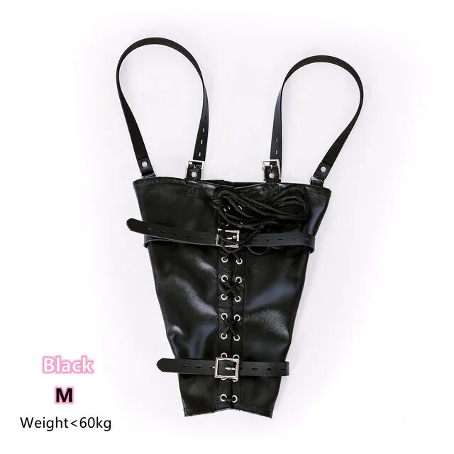 86P M/L Size SM Arm Binder Leather Bondage Over Shoulder Lace Up ...