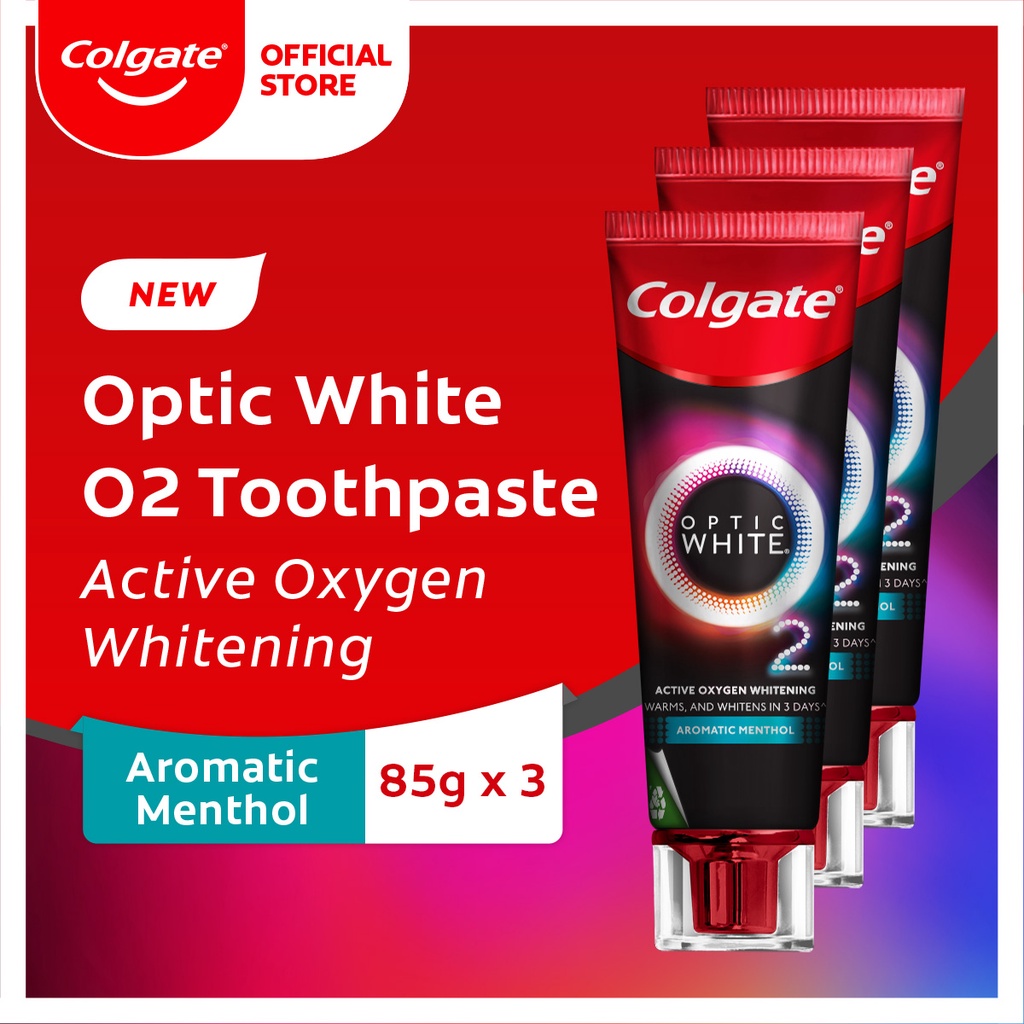 Colgate Optic White O2 Aromatic Menthol Whitening Toothpaste 85g Pack ...