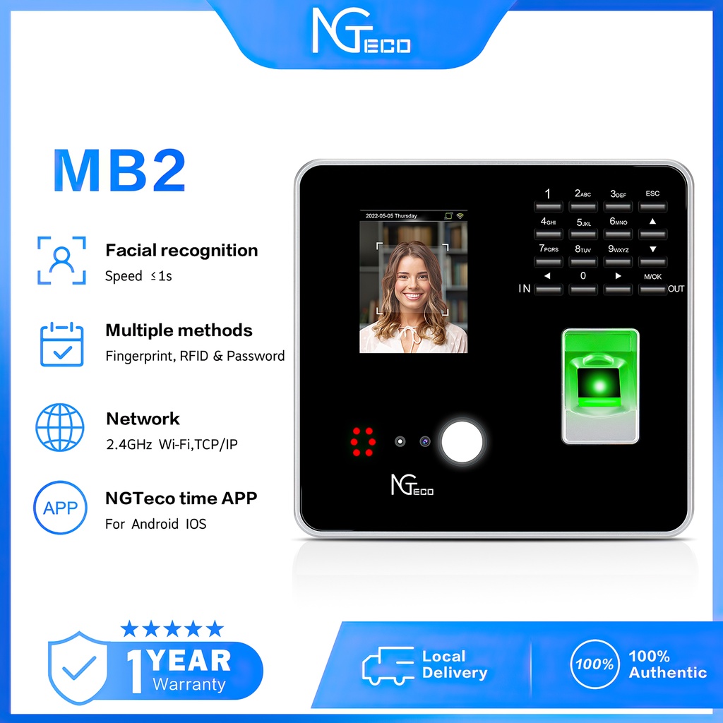 NGTeco MB2 By ZKTeco FREE USB Biometrics Face Recognition Fingerprint ...