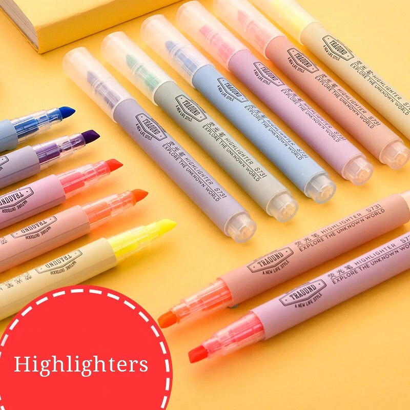 ♨Highlighters Refillable Pastel Highlighter Pen Fluorescence Utility