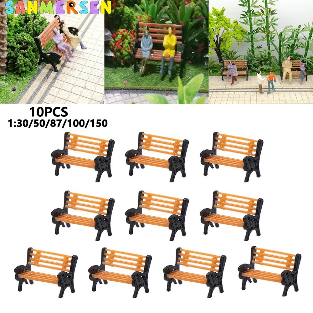 10Pcs 1:30/50/87/100/150 HO Scale Model Train Bench Chair Settee Street ...