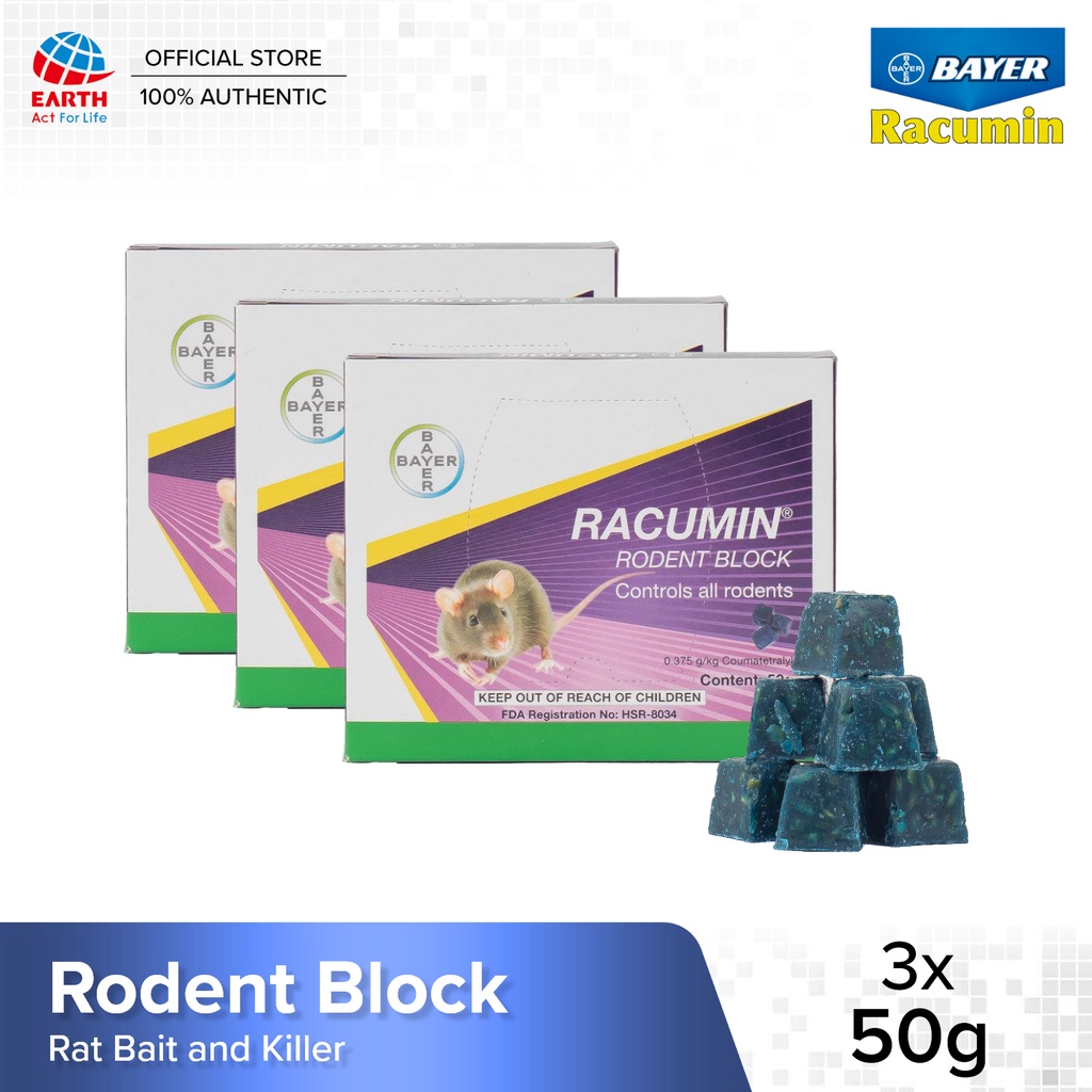 Bayer Racumin Rodent Wax Block Rat Killer 50g 3's | Shopee Philippines