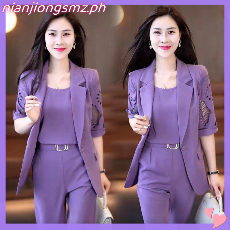 Women's Professional Suit Summer Slim Fashion Korean Business OL Work 2Pc  Set