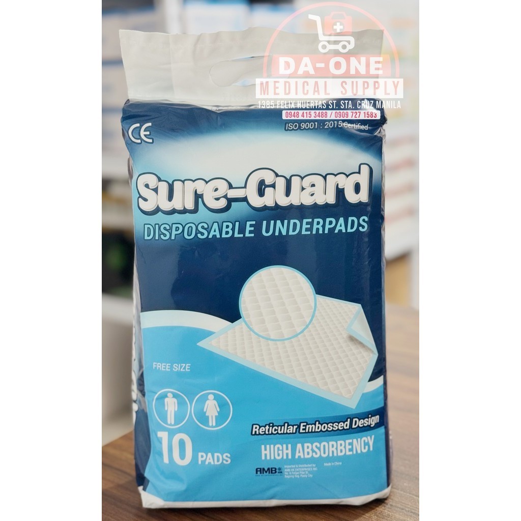 SURE GUARD, Disposable Underpads (Anti-Bacterial) 10s