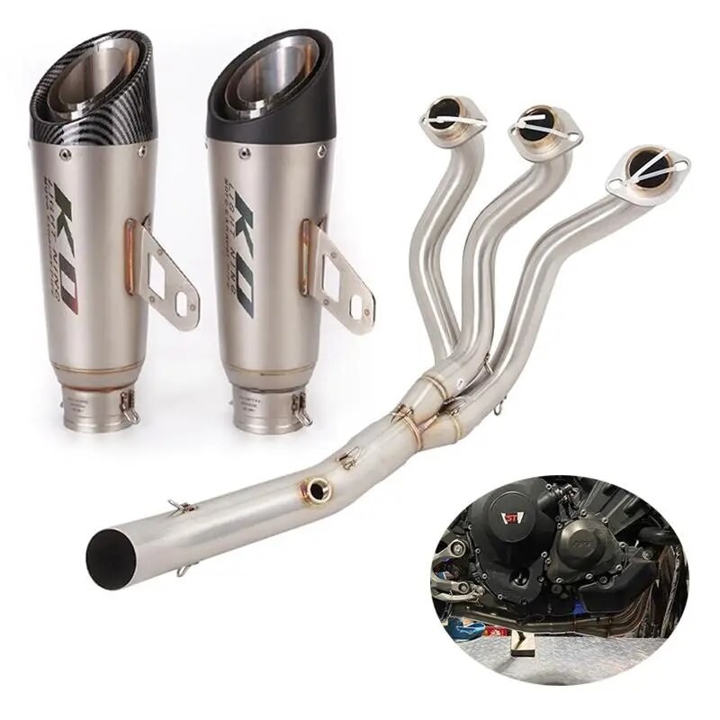 ♦Exhaust System For Yamaha FJ09 1520 XSR900 1620 Motorcycles Muffler Header Mid Pipe Stainless