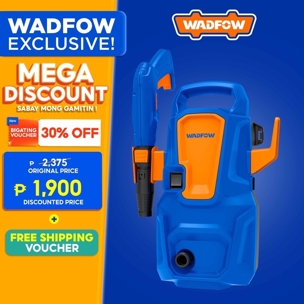 Wadfow High Pressure Washer with Aluminum Wire Autostop 90bar 1400w