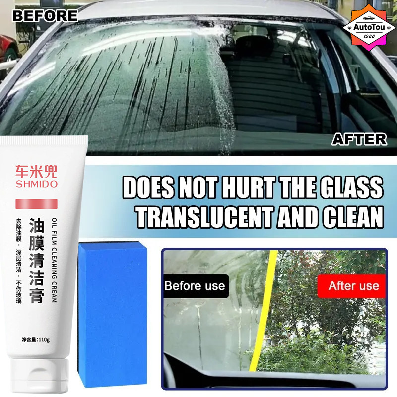 Car Windshield Oil Film & Water Spot Remover Cream - Glass Cleaner Paste For Crystal Clear Visibility