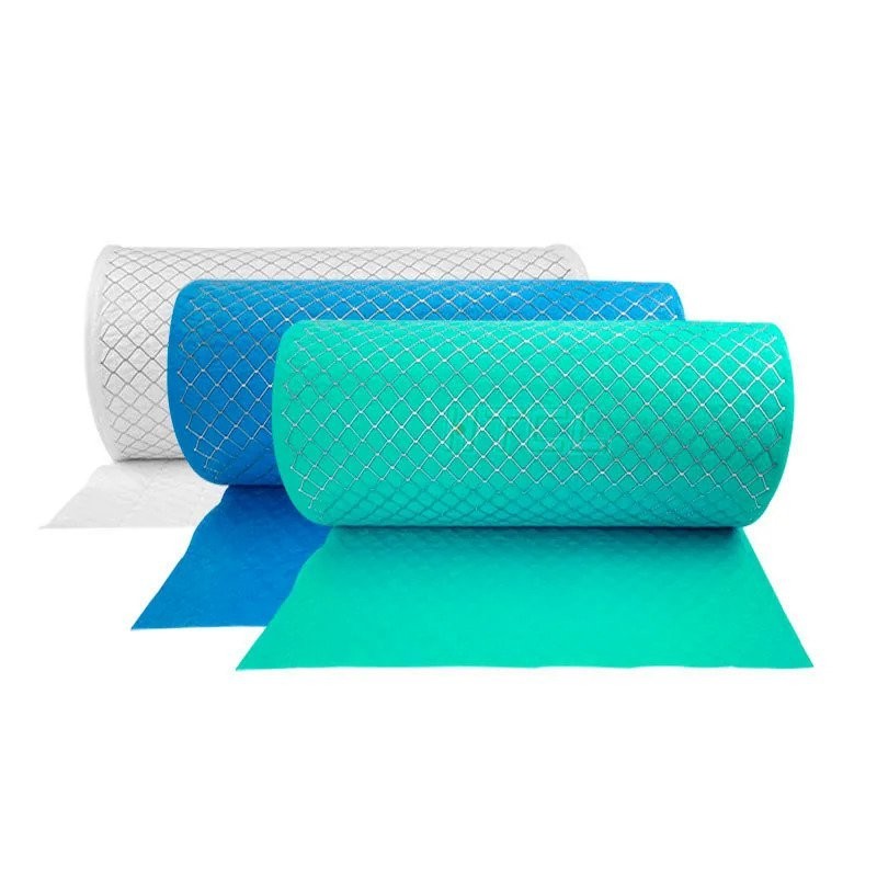 Blue White Green Cotton Metal Mesh Laminated Air Filter Media Roll For