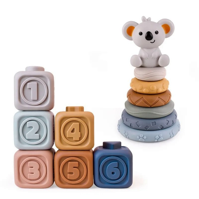 New Baby Soft Toys Sensory Silicone Educational Building Blocks 3d ...