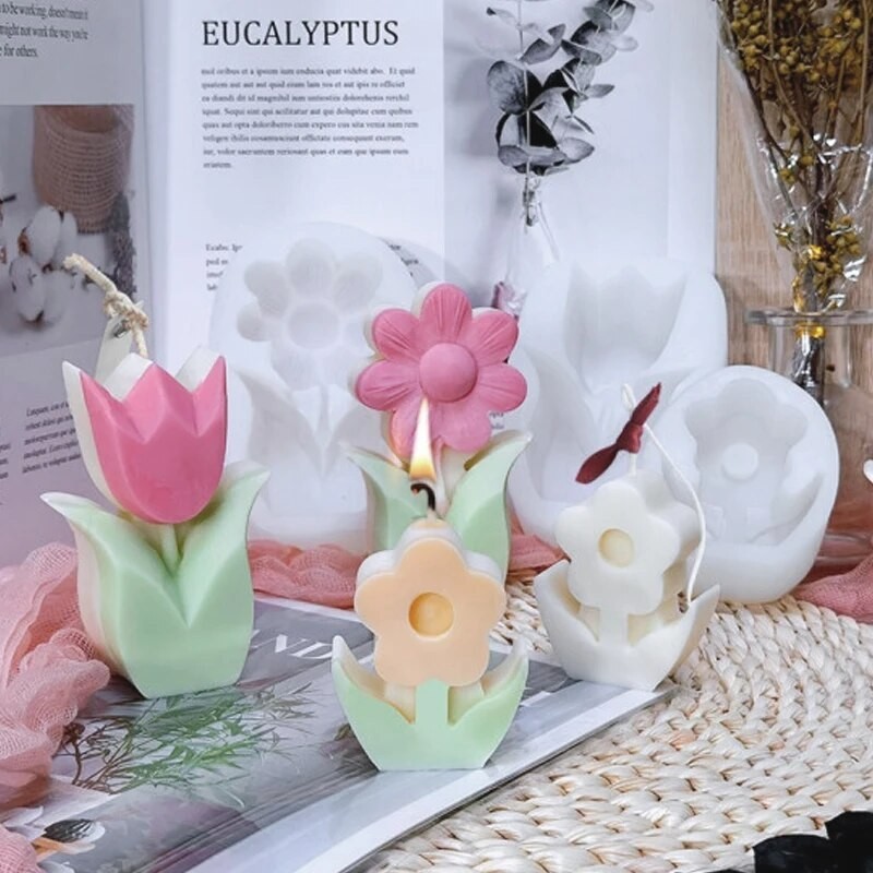 ┲3D Tulip Sunflower Silicone Mold Wedding Cake Decoration Tool Soap ...