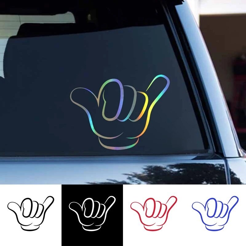 ☽Car Sticker Hang Loose Shaka Hand Decals on Car Window Motorcycle ...