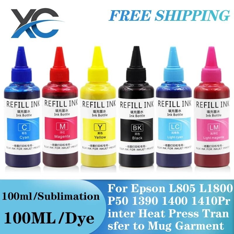 ♞100ML*6 T-shirt Dye Sublimation Ink 2023 For Epson L805 L1800 P50 1390 ...