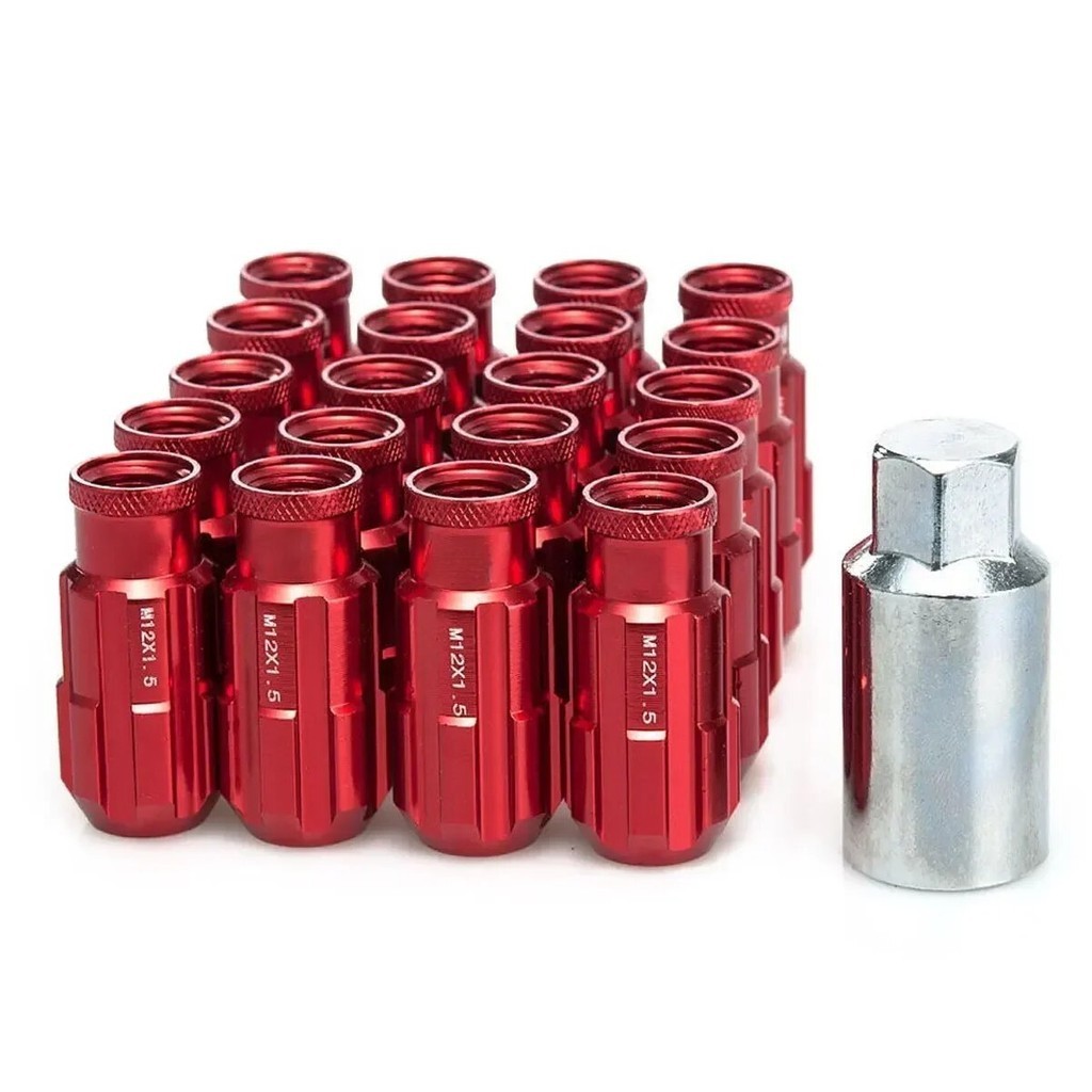 ☟20pcs Racing Wheel Rims Lock Lug Nuts Screw Extended Tuner Nut Aluminium alloy M12x1.5 M12x1.25