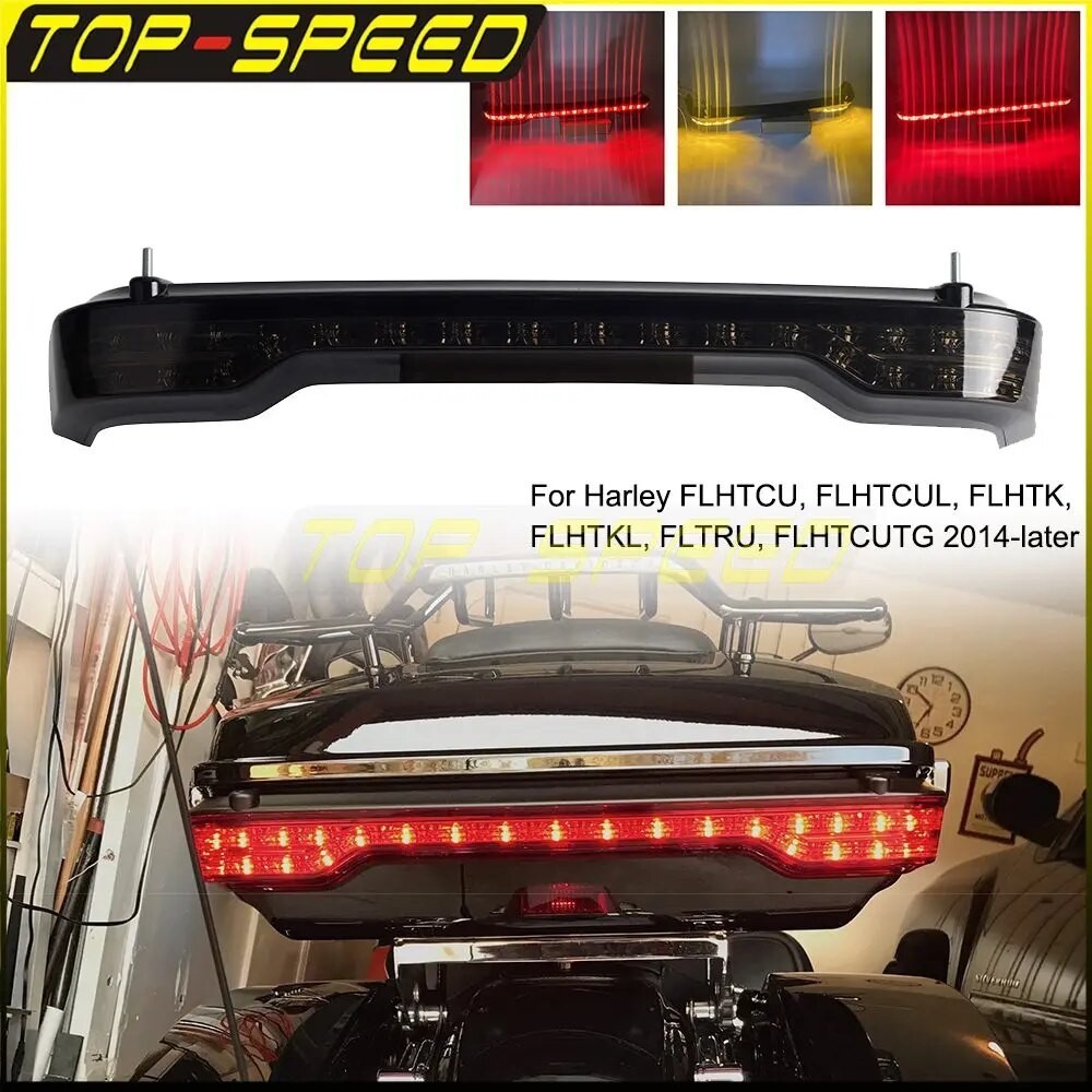 ☫Motorcycle Rear TourPak King Tour Pack LED Brake Turn Tail Lamp Light