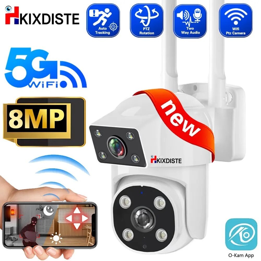 4K 8MP WiFi IP Surveillance Cameras Dual Lens PTZ Outdoor Waterproof ...