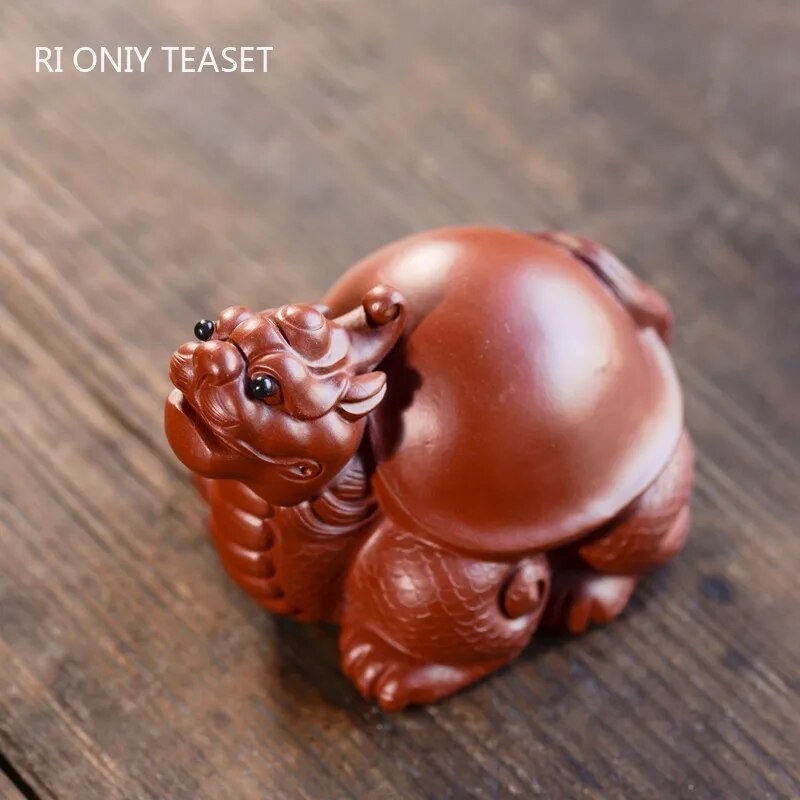 743 Yixing High-end Purple Clay Tea Pet Lucky Dragon Turtle Statue ...