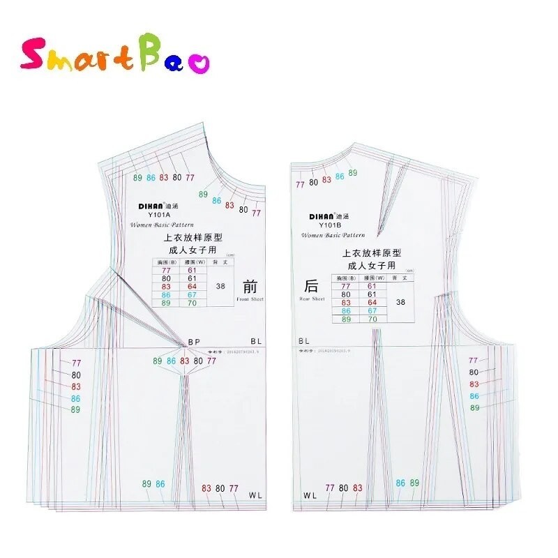1:1 Fashion Women Prototype Full Scale Cloth Design Rulers Template ...
