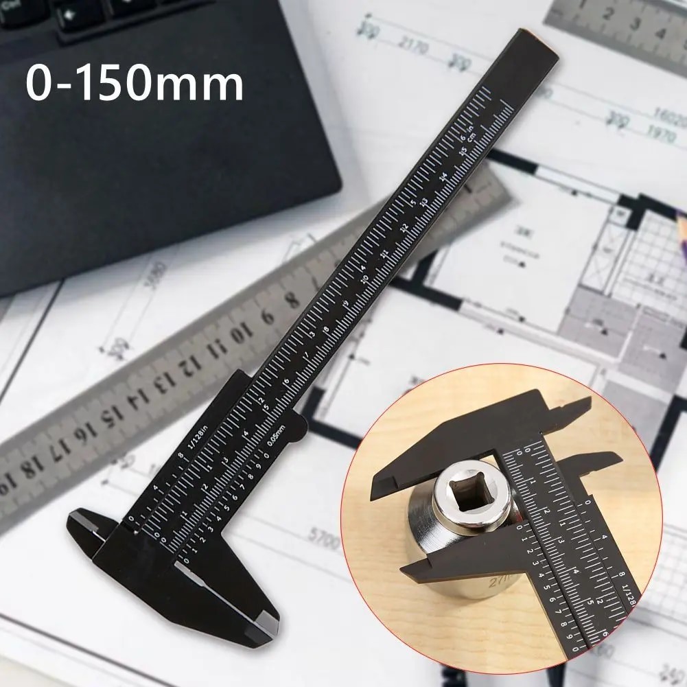 150-80mm Double Scale Vernier Caliper Millimeter/Inches Plastic Ruler ...