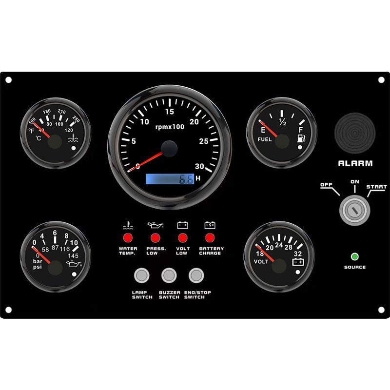 Custom Engine Combination Control Panel DC 12V/24V 5 Gauge Switch Panel ...