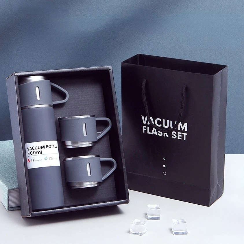500ml 304 Stainless Steel Thermos With Cups Vacuum Flask Set Vacuum ...