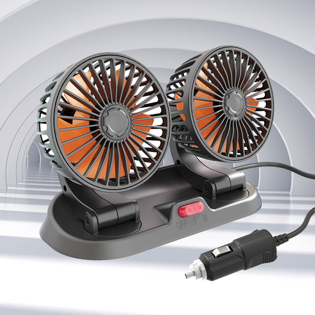 유5/12/24V Auto Cooler Dual Head Mini Automobile Vehicle Fan 360 ...