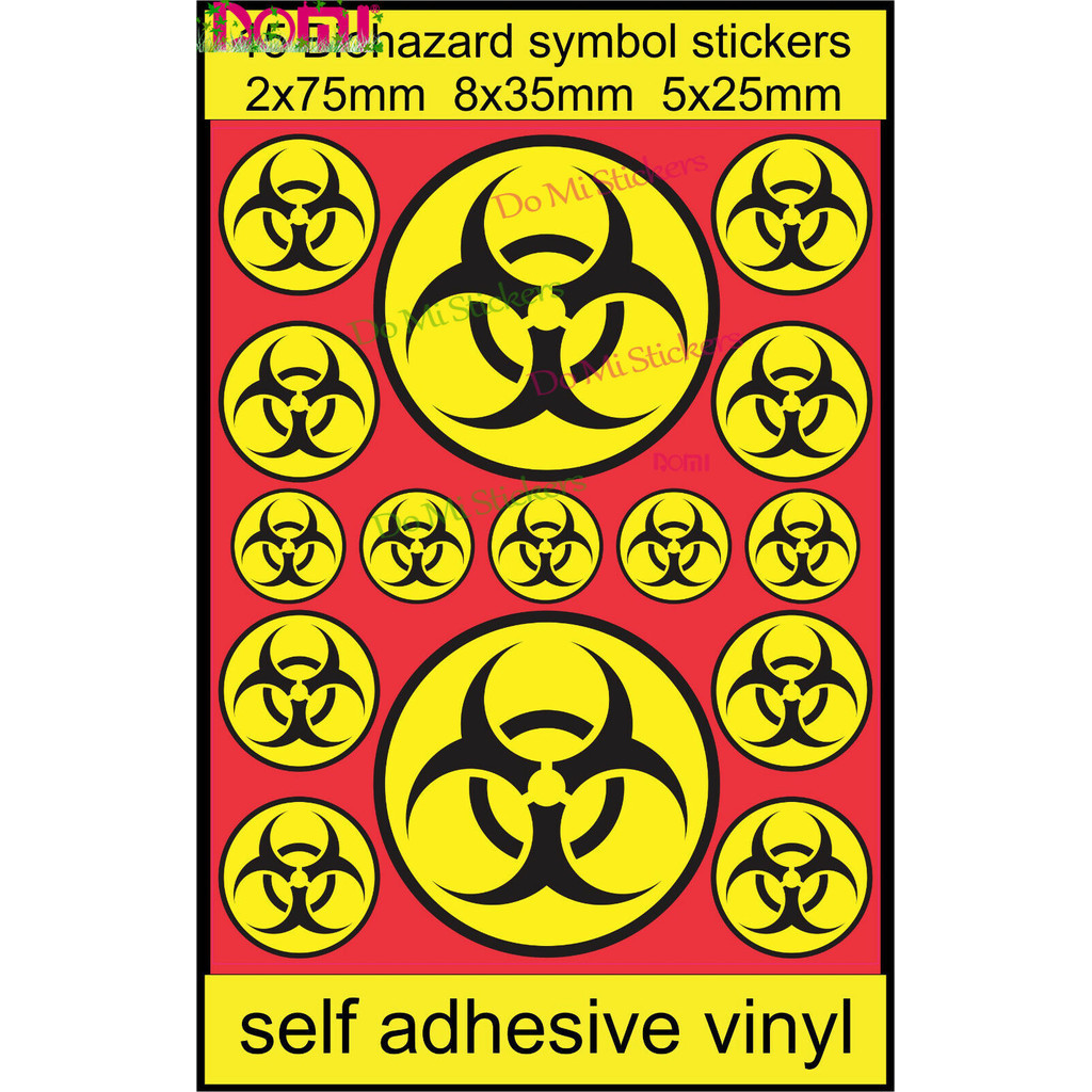 15 Bio-hazard Symbol Stickers Warning Laptop Motorbike Fun Bedroom Door ...
