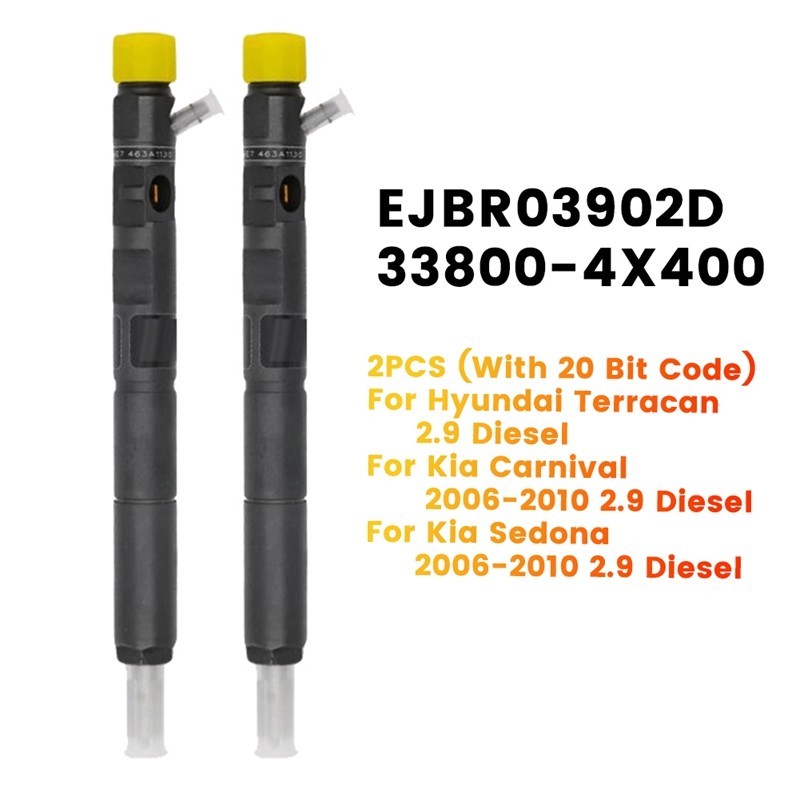 ☬Novel-2PCS EJBR03902D 33800-4X400 New Diesel Fuel Injector(with 20-Bit ...