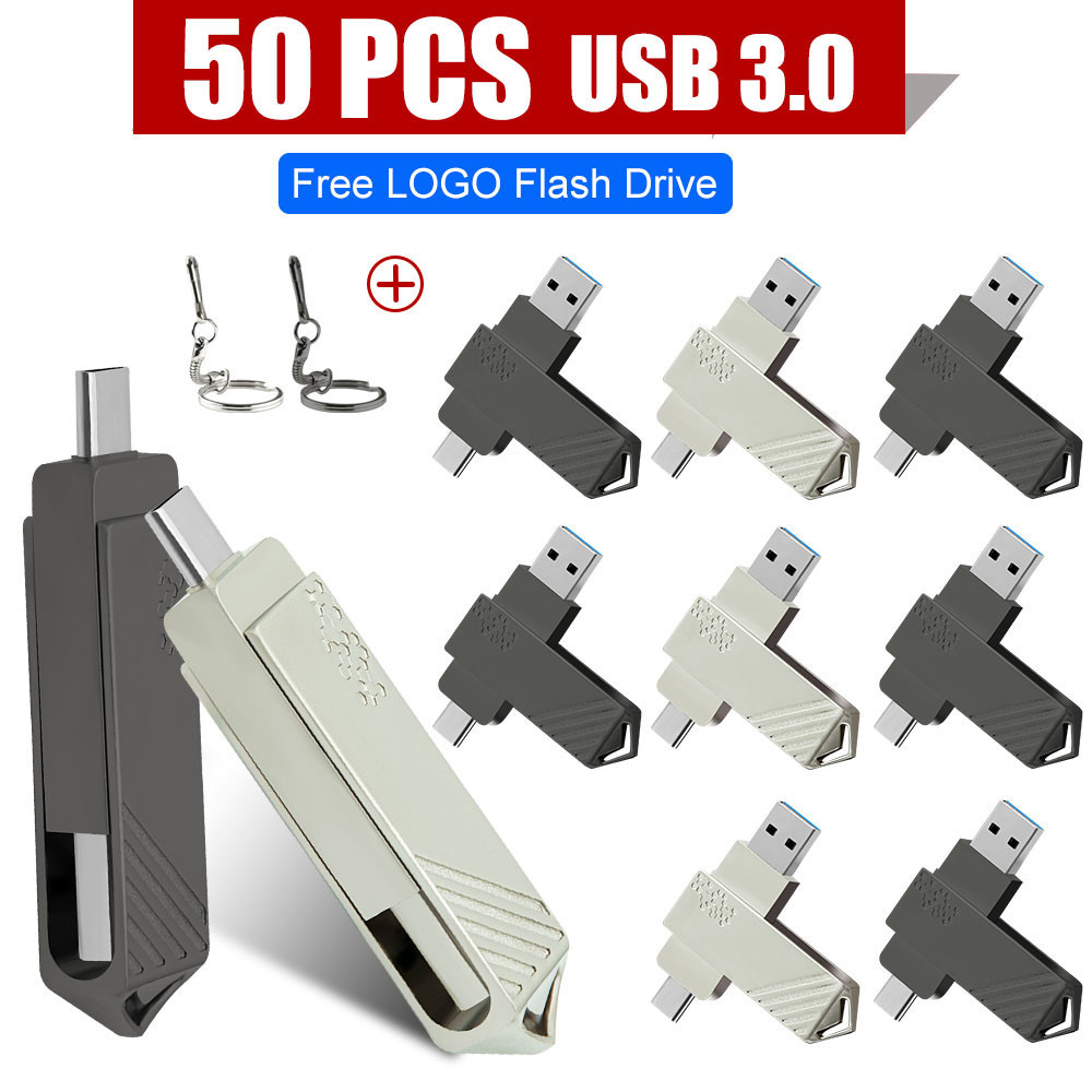 ♜50pcs/lot usb flash drive128GB Type C Ultra Dual USB 3.0 Flash Drive ...