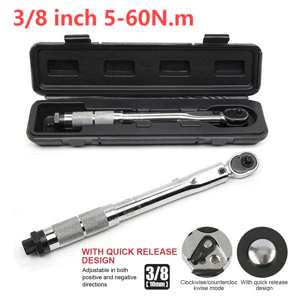 ♚5-60N.m Adjustable Torques Key 3/8 Inch Ratchet Torque Wrench Square ...