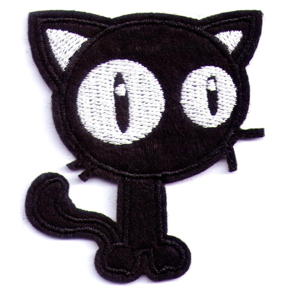 ⓥ1x Pet Black Cat punk Bike Biker Embroidered Applique Iron On patch (≈ ...