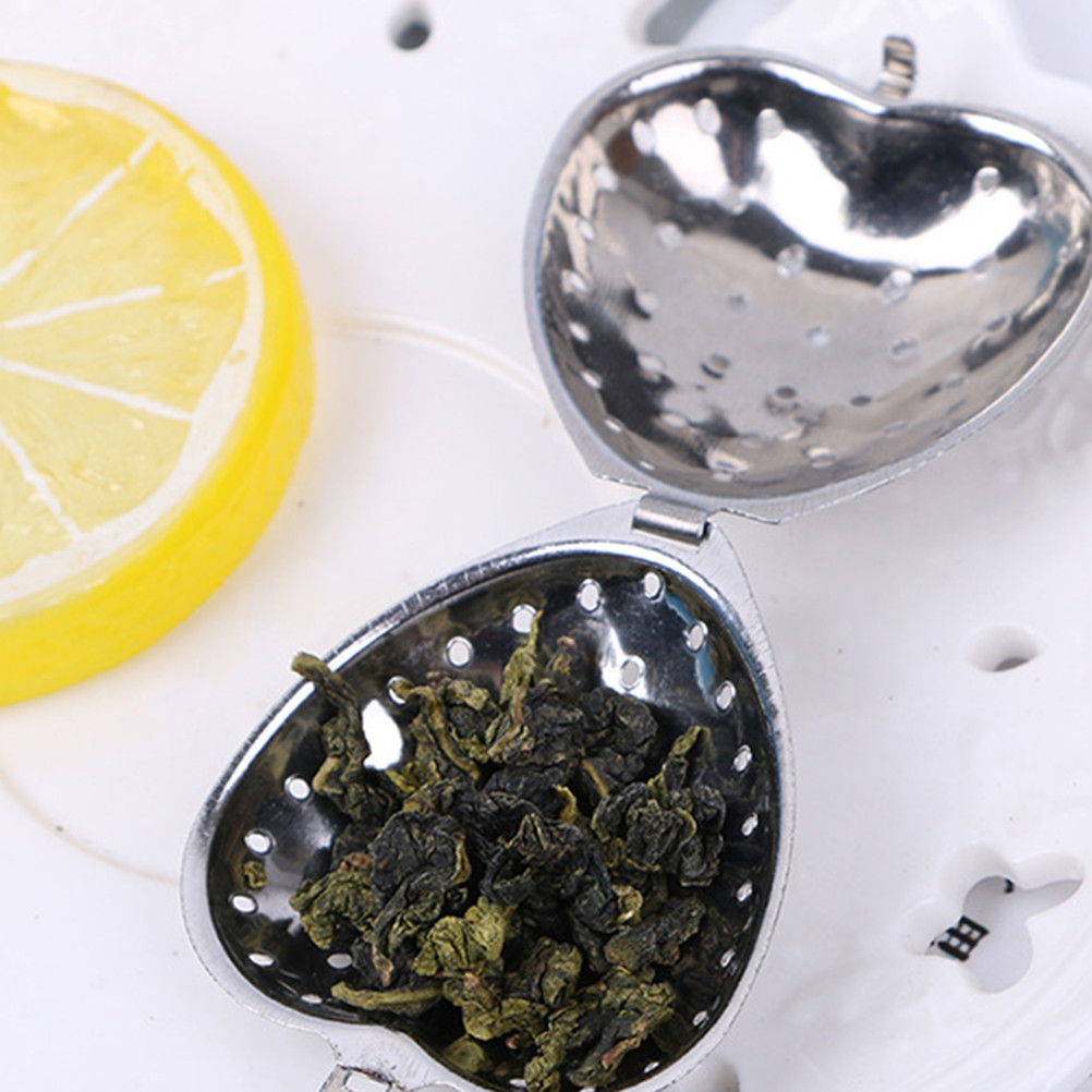 Tea Filter Long Grip Handle Heart-shaped Tea Sink Stainless Steel Mesh ...