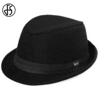 ☂FS Vintage Men Wide Brim Wool Felt Fedora Hats For Black Jazz Trilby ...