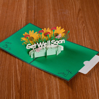 ♚Get Well Soon Pop Up Card 3D Flora Flowers Gift Greeting Card for ...