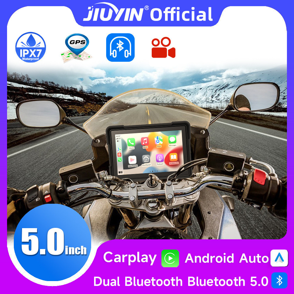 ⚜5 Inch Portable Motorcycle Screen IPX7 Waterproof Monitor For Wireless ...