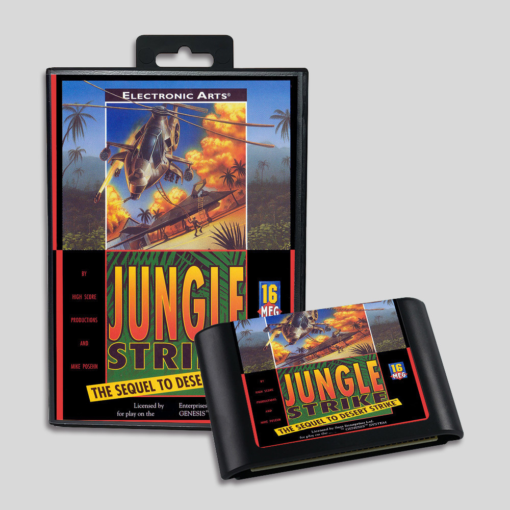 ☃Jungle Strike USA EUR MD Game Cartridge Box Manual For Sega 16 bit ...