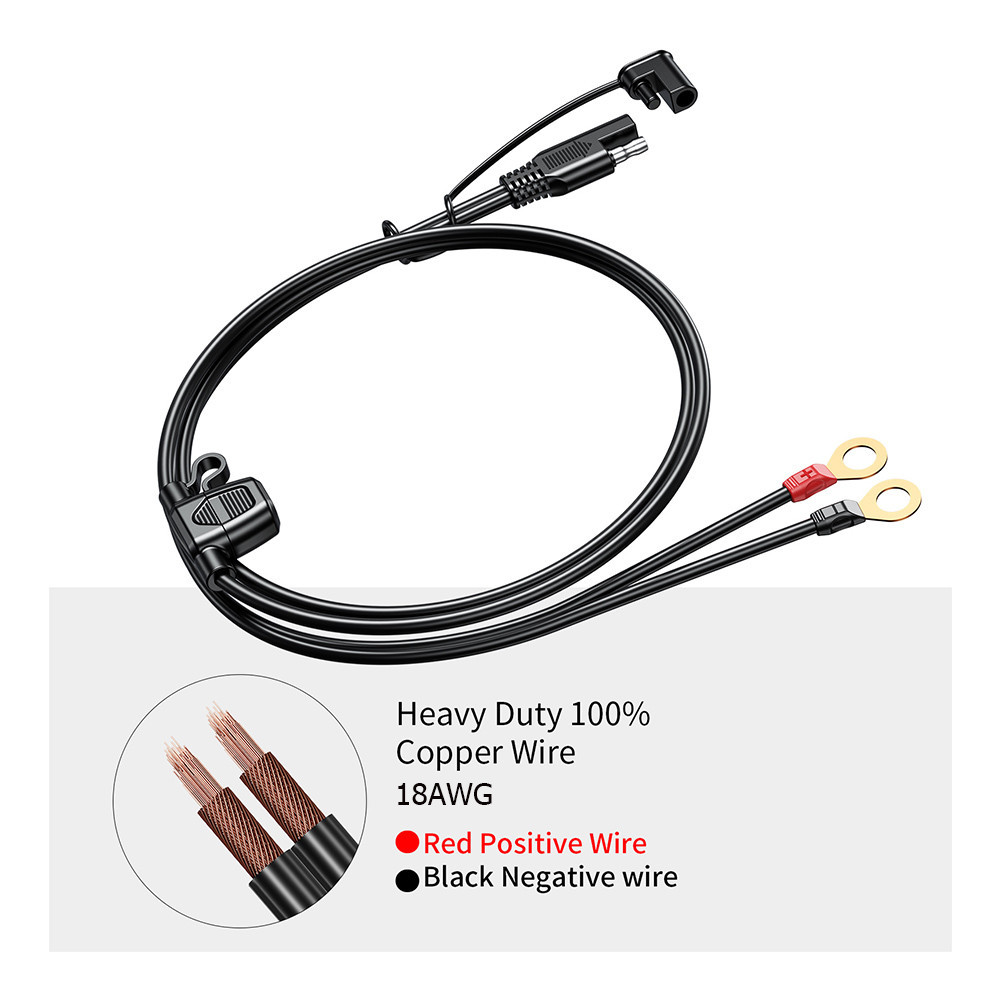 JZK 2FT SAE To O Ring Terminal Harness With 10A Fuse - 2-Pin Quick Disconnect, 18AWG Cable For Battery Charging - View #10