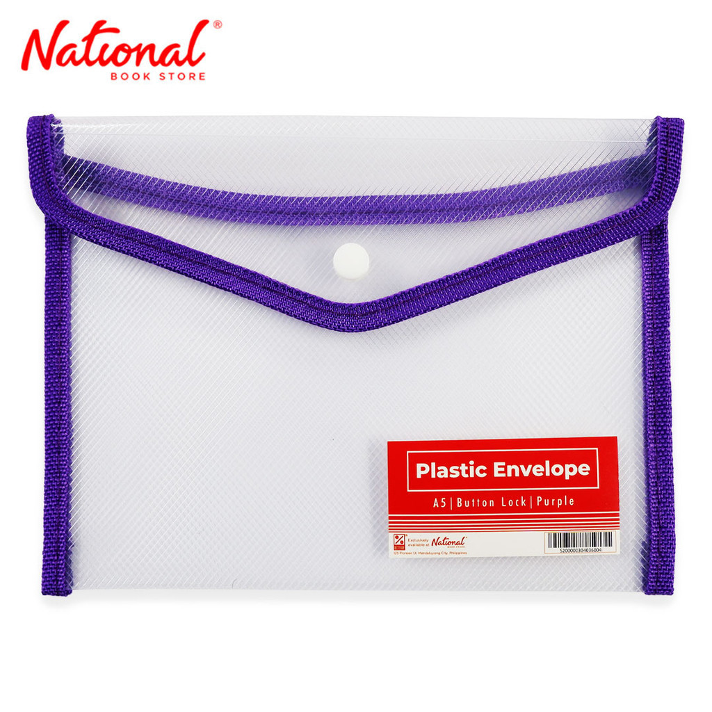 Best Buy Plastic Envelope 838A5 A5 Button Lock Colored Lining | Shopee ...