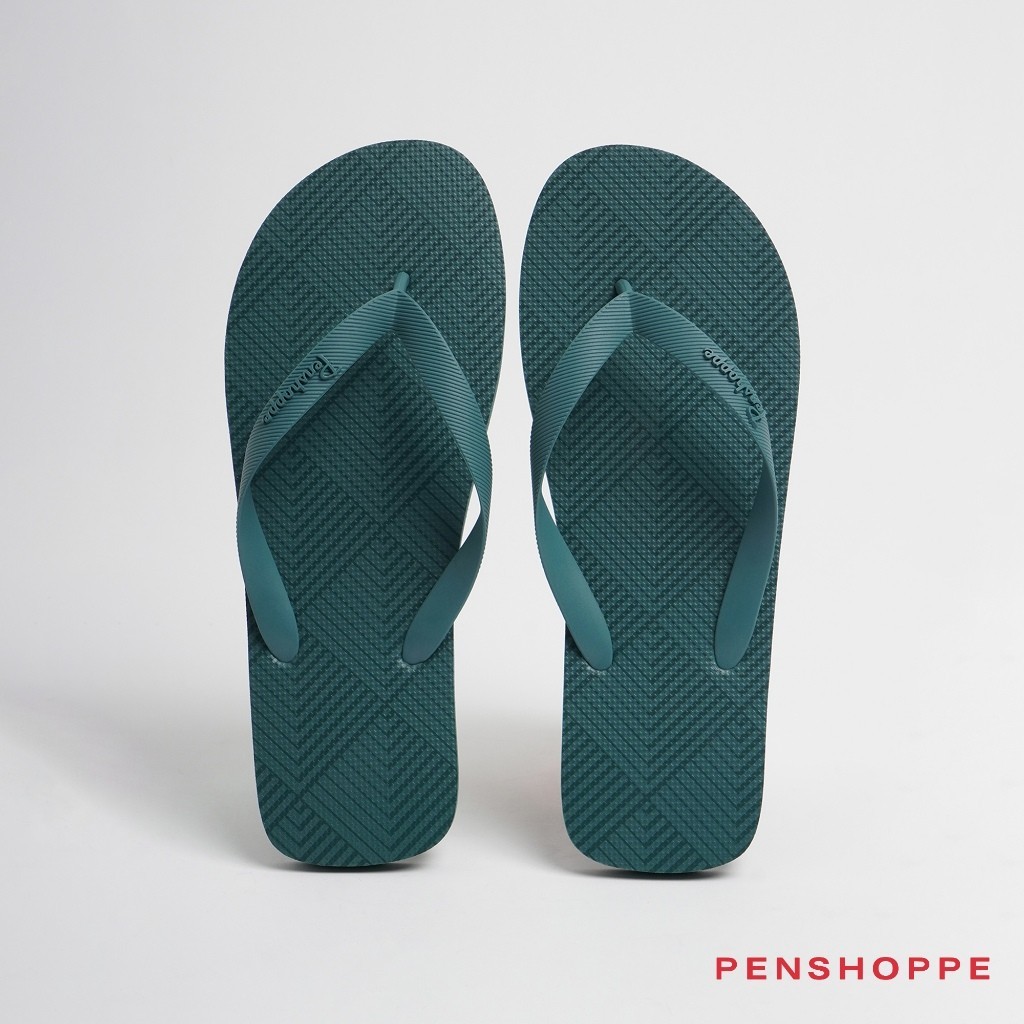 Penshoppe Printed Flip Flops Slippers For Men Forest Green Shopee Philippines