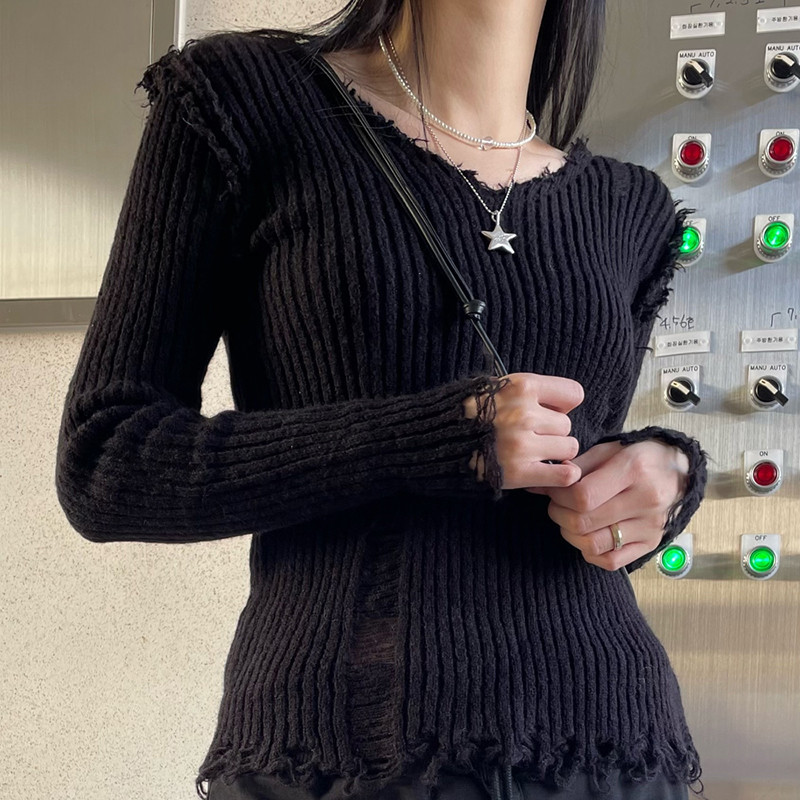 Dark Academia Ripped Out Sweaters 90s Vintage Grunge Y2K Mall Goth ...
