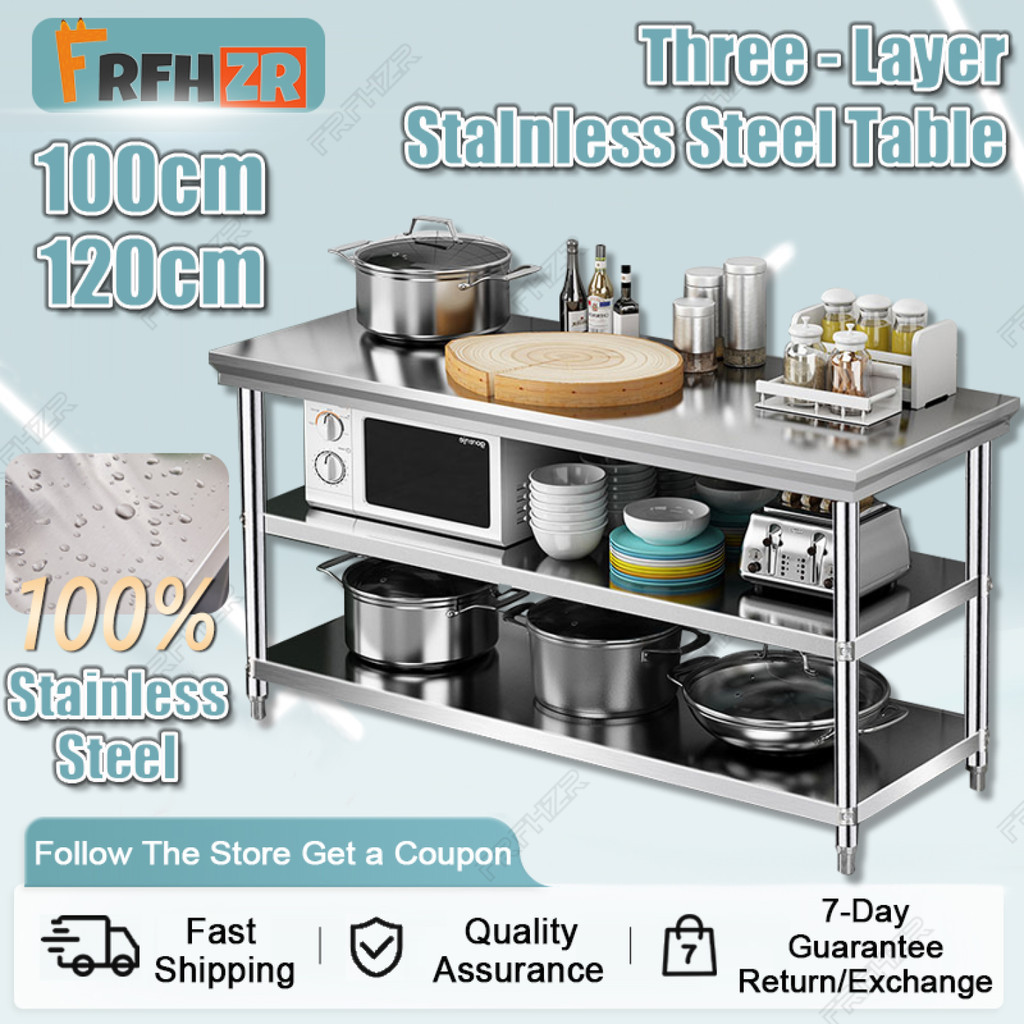 3 Layer Stainless Kitchen Table | Commercial Kitchen Prep Table | High ...