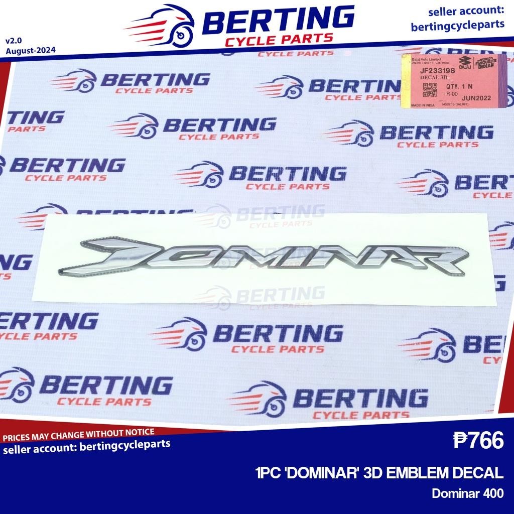 1PC 'DOMINAR' 3D EMBLEM DECAL Dominar 400 Genuine JF233198 | Shopee ...