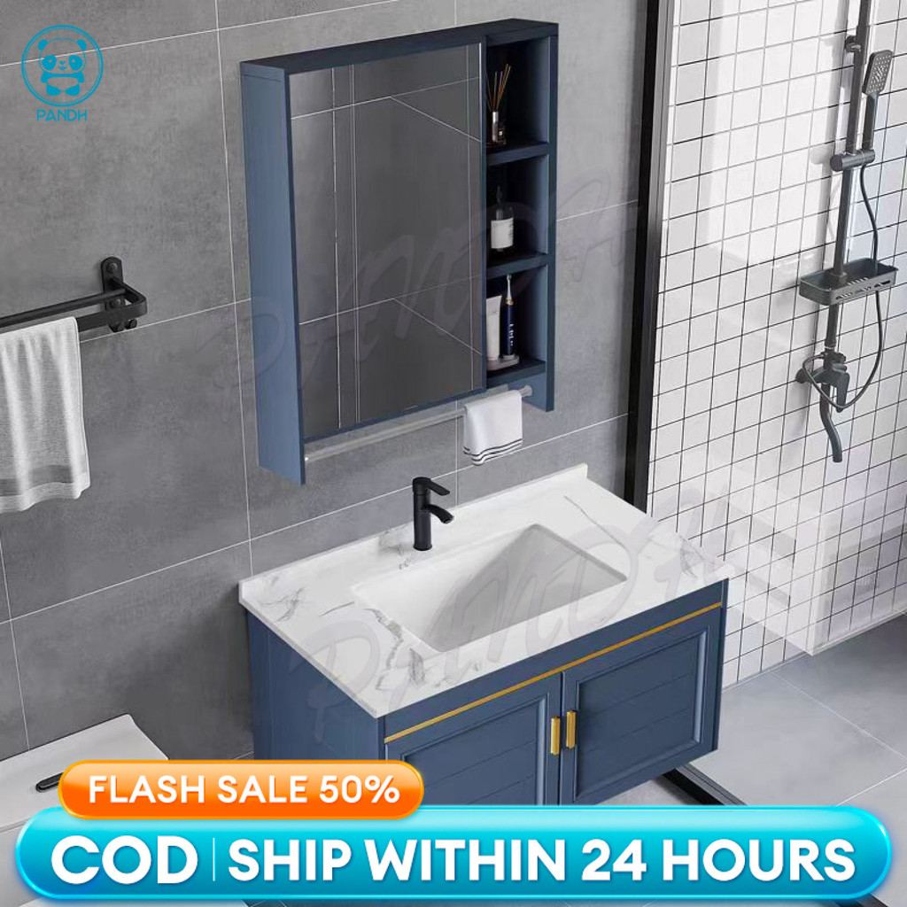 60cm Aluminum Bathroom Basin Cabinet With Mirrored Cabinet Toilet Ceramic Sink Washbasin Combo ...