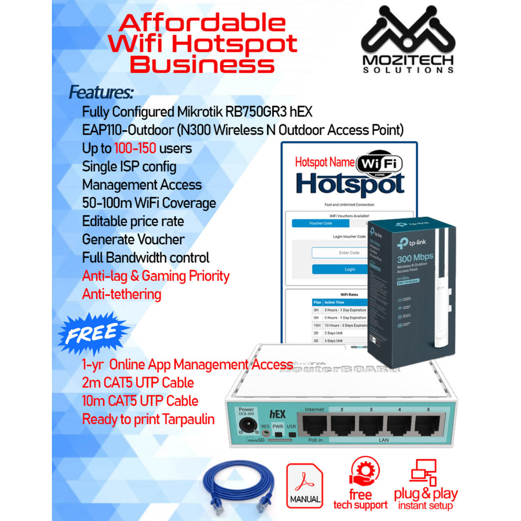 PISO WIFI (VOUCHER TYPE) W/ GAMING PRIORITY Mikrotik HEX GR3 with TP ...