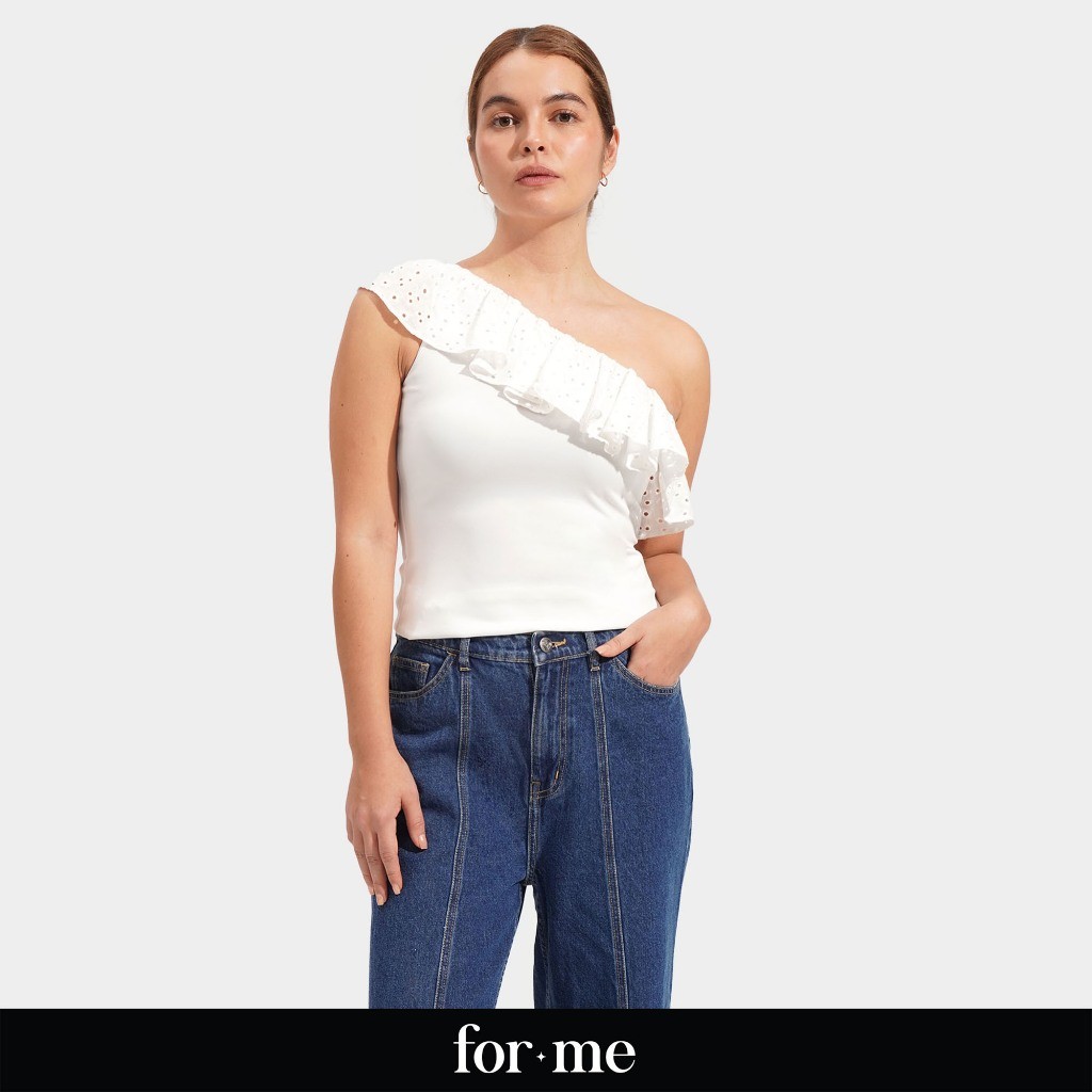 Off White Asymmetrical Top