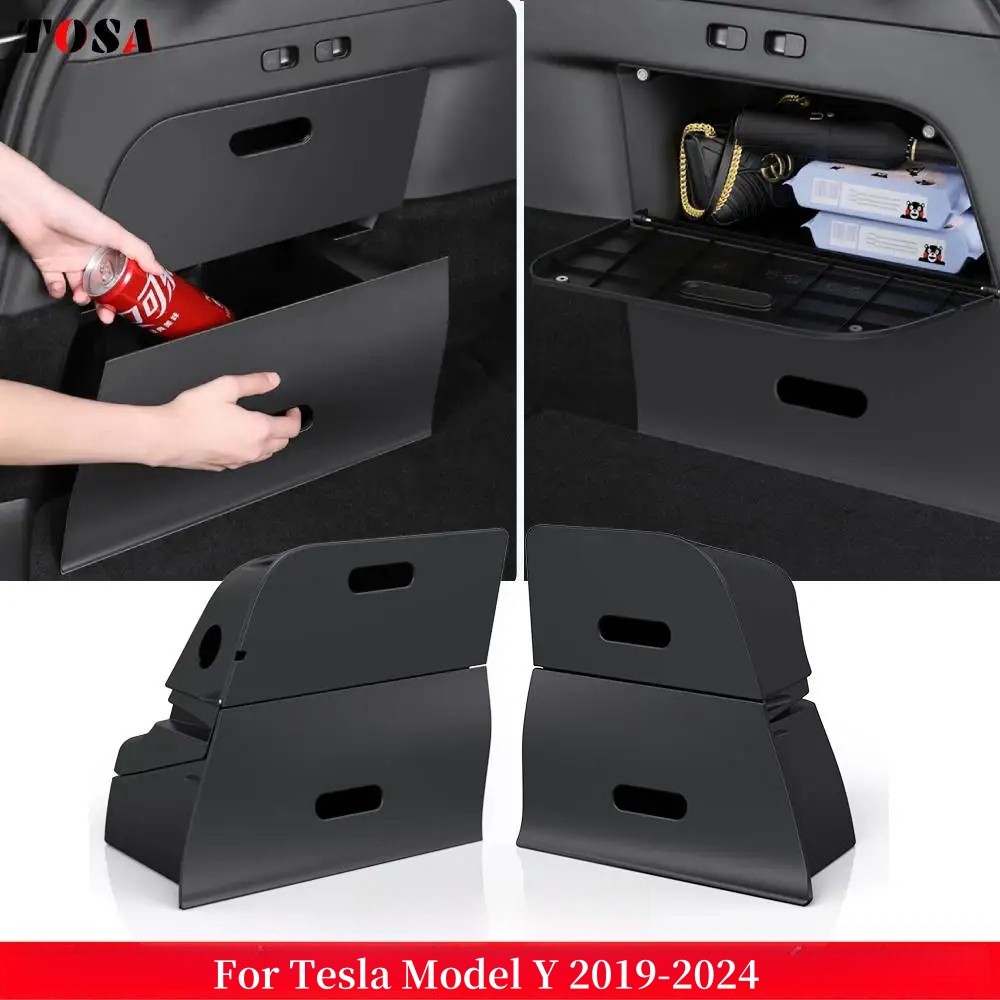 웃For Tesla Model Y 2019-2024 Rear Trunk Organizer Side Storage Box ...