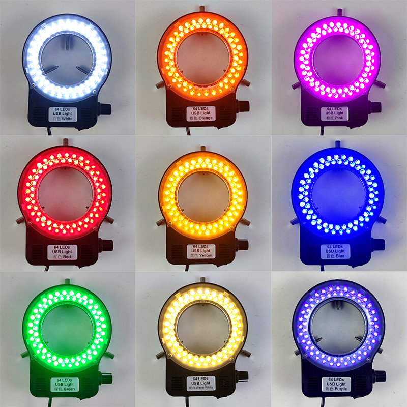 ☍USB Color 64 LED Ring Light Source Illuminator Lamp Adjustable ...