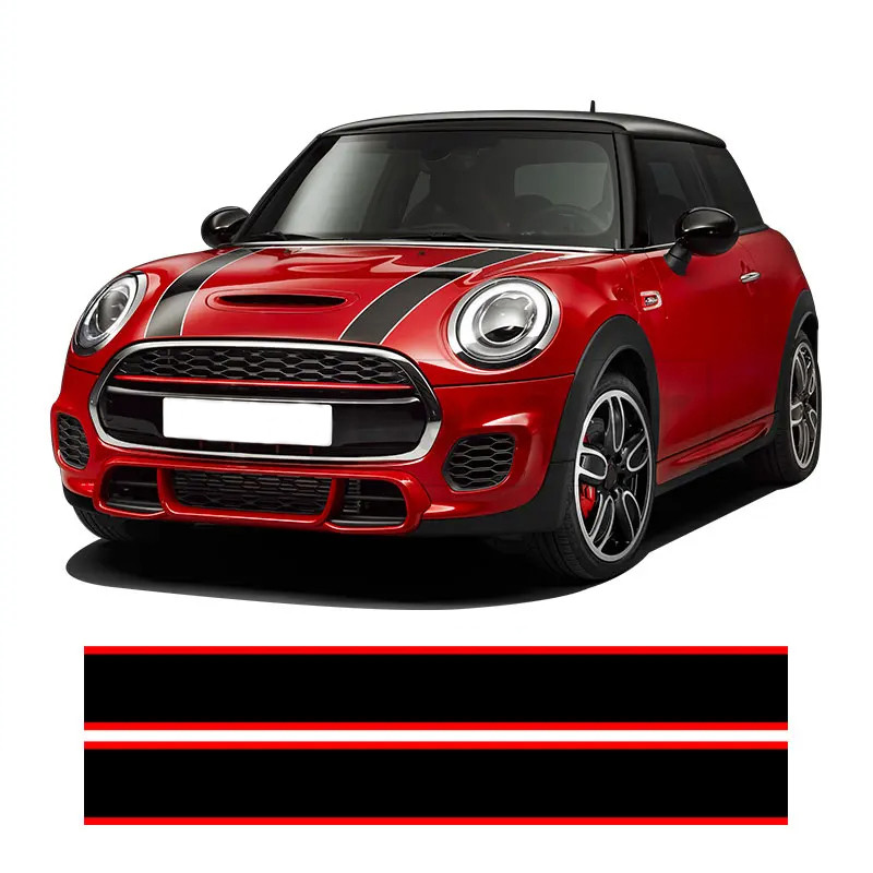 ⚖Car Hood Decal Engine Cover Rally Line Bonnet Stripe Sticker For Mini ...