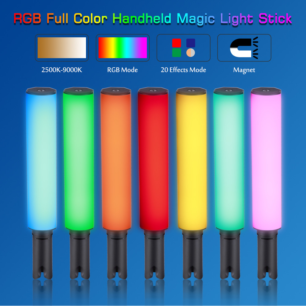 【SH RGB Handheld LED Light Photography Light Stick Wand Rechargeable ...