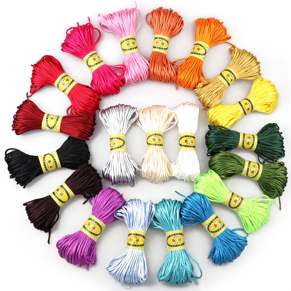 20M/lot 20Colors Braided Macrame Silk Satin Nylon Cord Rope DIY Chinese ...